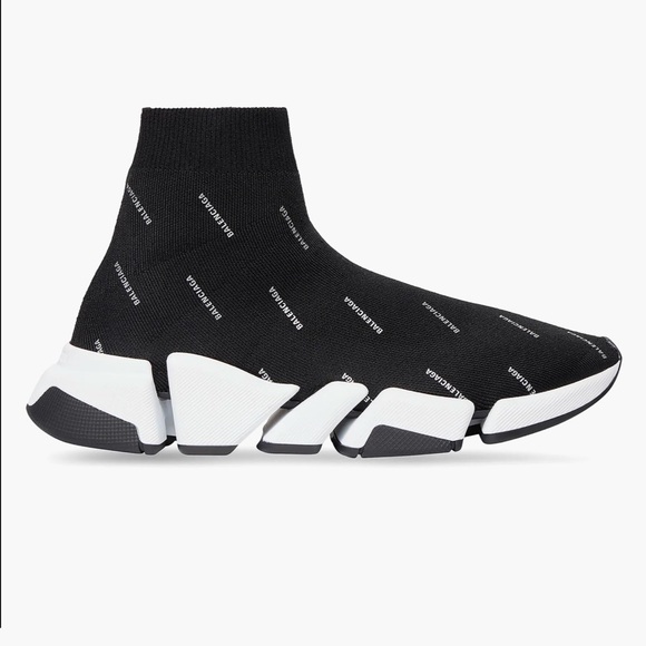 Balenciaga Black and White Sock Sneakers - Picture 2 of 9